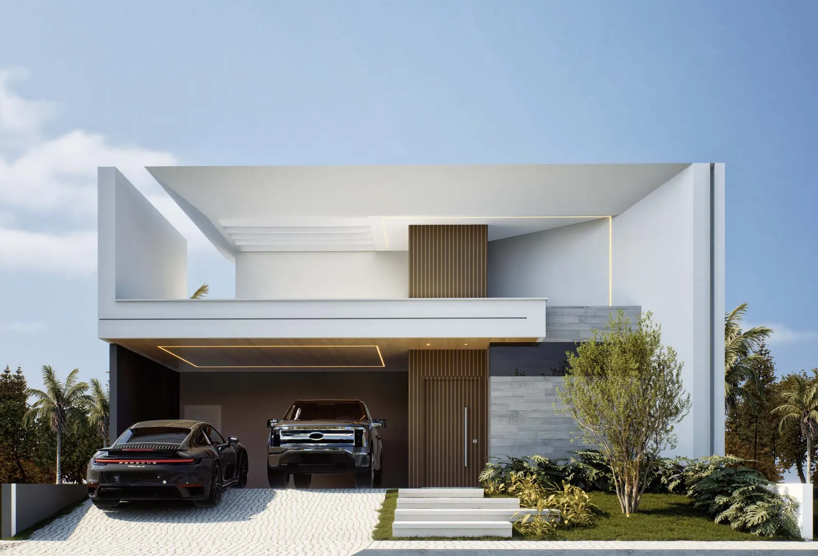 Fachada de casa construída com financiamento